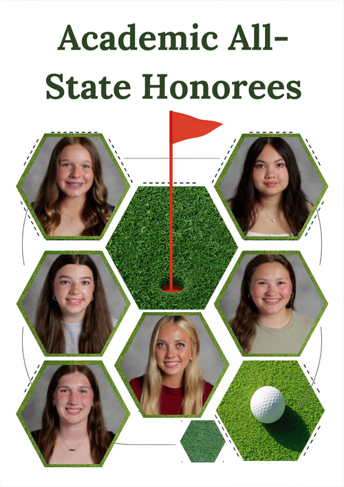heading says academic all state honorees. student photos of all girls mentioned in the article