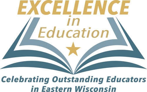 excellence in education logo of open book with star