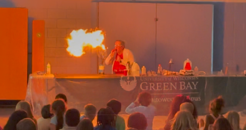 UW-Green Bay Manitowoc Country professor blows fire