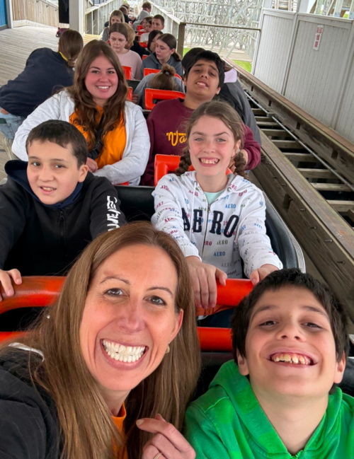 Buddy Program students and staff on rollercoaster